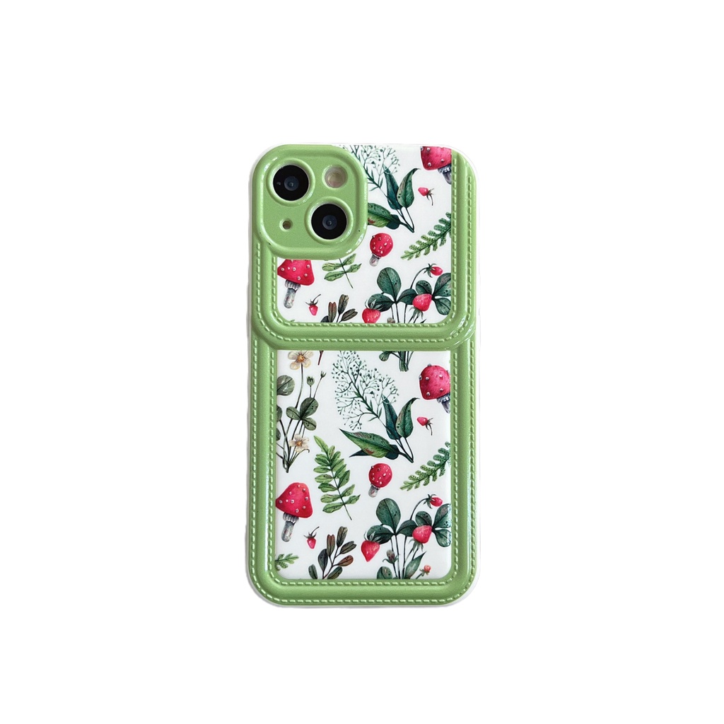 Ốp Điện Thoại TPU Silicon Chống Sốc Có Ngăn Đựng Thẻ Hình Cây Nấm Cho iPhone 14 13 12 11 PRO MAX