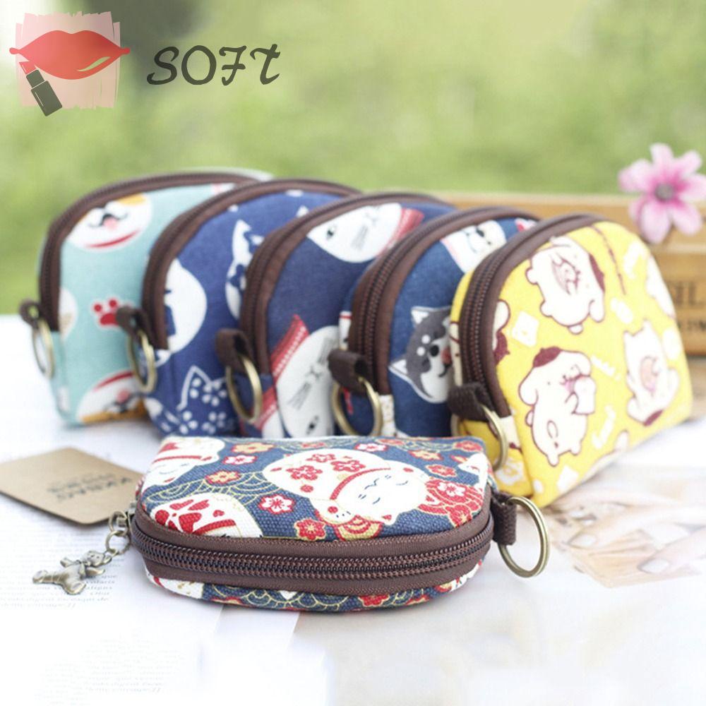 Túi Vải Canvas Mềm Đựng Tiền / Thẻ / Chìa Khóa Tiện Dụng Cho Nữ