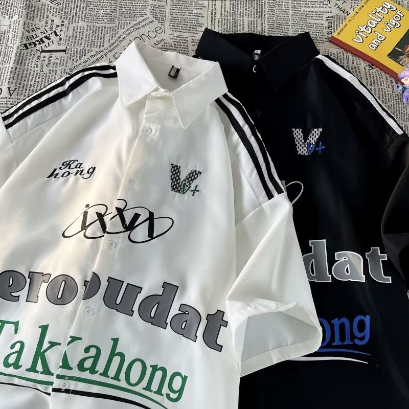 Áo Sơ Mi Ngắn Tay Phong Cách Hip Hop Đường Phố Thời Trang Mùa Hè Cho Nam