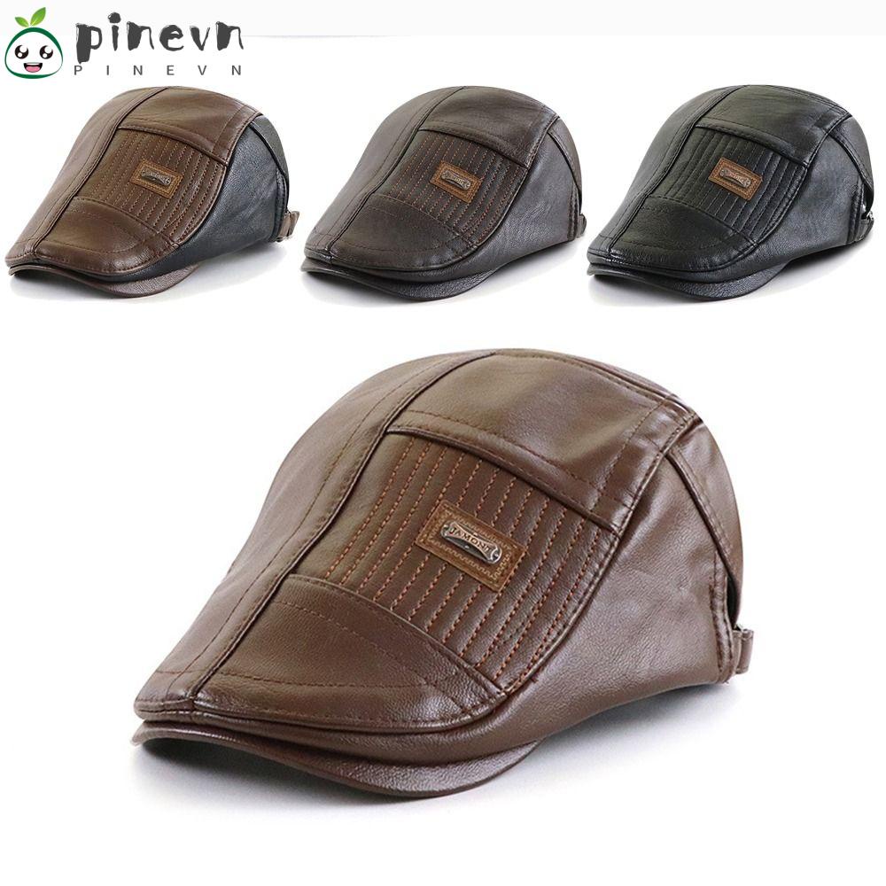 Mũ Beret Da PU Lót Nhung Giữ Ấm Thời Trang Cho Nam
