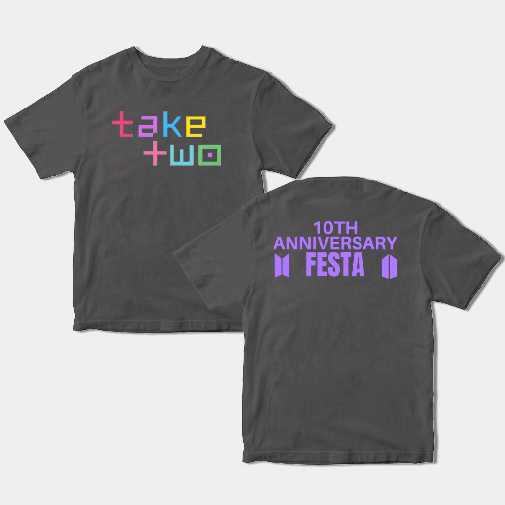 Áo Thun Cotton Tay Ngắn Plus Size Kỉ Niệm Lần Thứ 10 FESTA TAKE TWO ALBUM Phong Cách Hàn Quốc