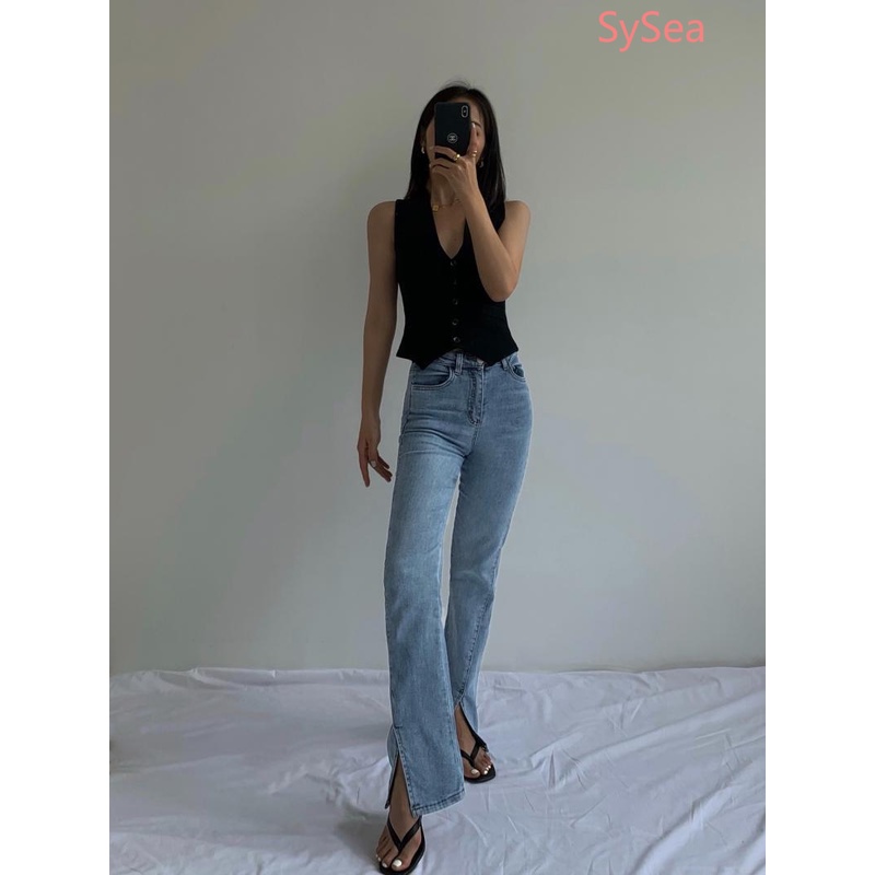 Áo Không Tay Cổ Chữ V Dáng Ôm Phong Cách Retro Thời Trang Dành Cho Nữ