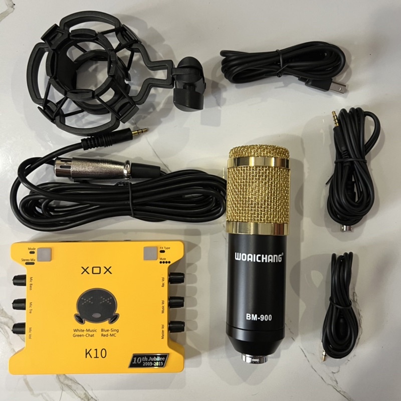 COMBO THU ÂM LIVESTREAM MÍC BM900 WOAICHANG ,XOX K10, BH 6 THÁNG ĐỔI MỚI