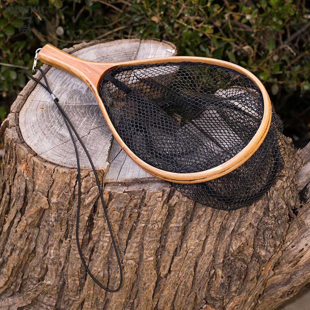 Lưới Đánh Bắt Cá Cán Gỗ Có Thể Gấp Gọn Tiện Dụng