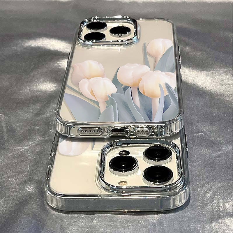 ✅Ốp Điện Thoại Mềm Chống Sốc Hình Hoa Tulip Cho Iphone127 13 plus14pro 11 / 8 D2O9