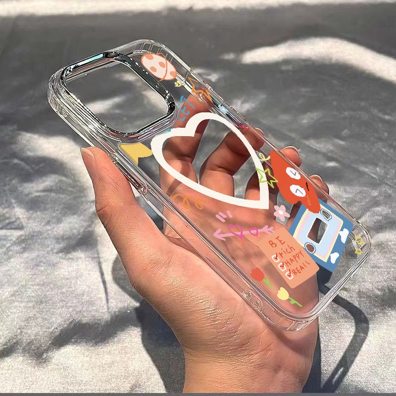 ✅Ốp Điện Thoại Mềm Chống Sốc Họa Tiết Trái Tim / Trái Tim Kiểu Khung Ảnh Cho Iphone 128 13 11 7 D2ZZ Max14Pro