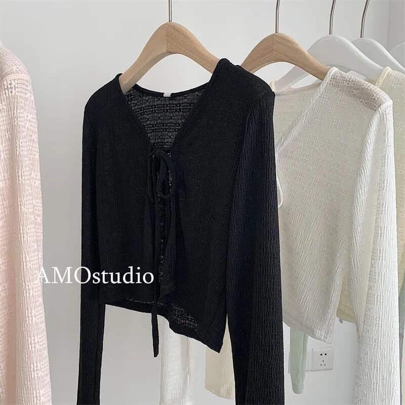 Áo Khoác Cardigan Ren Mỏng Dài Tay Dáng Ngắn Thời Trang Mùa Hè Dành Cho Nữ