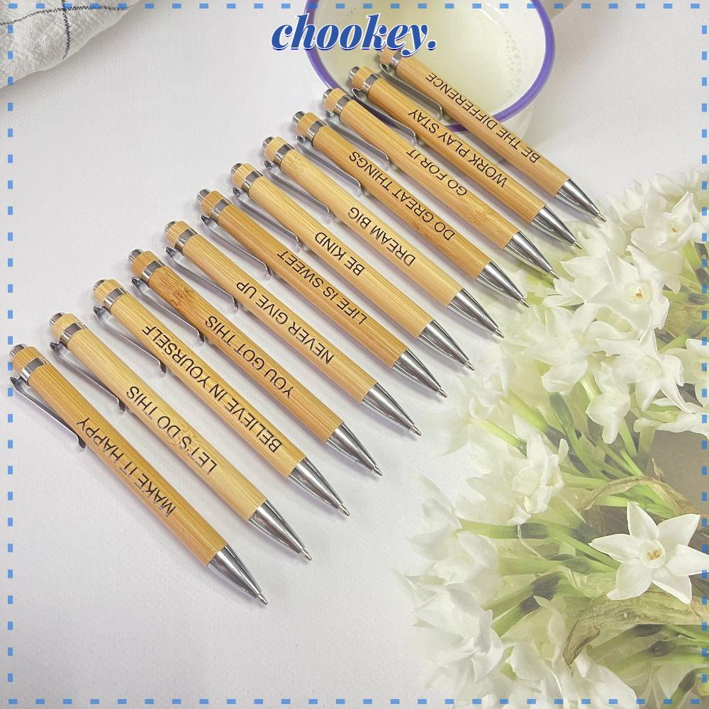 CHOOKEY Set 12 Bút Bi Mực Đen Bằng Tre Cho Bé