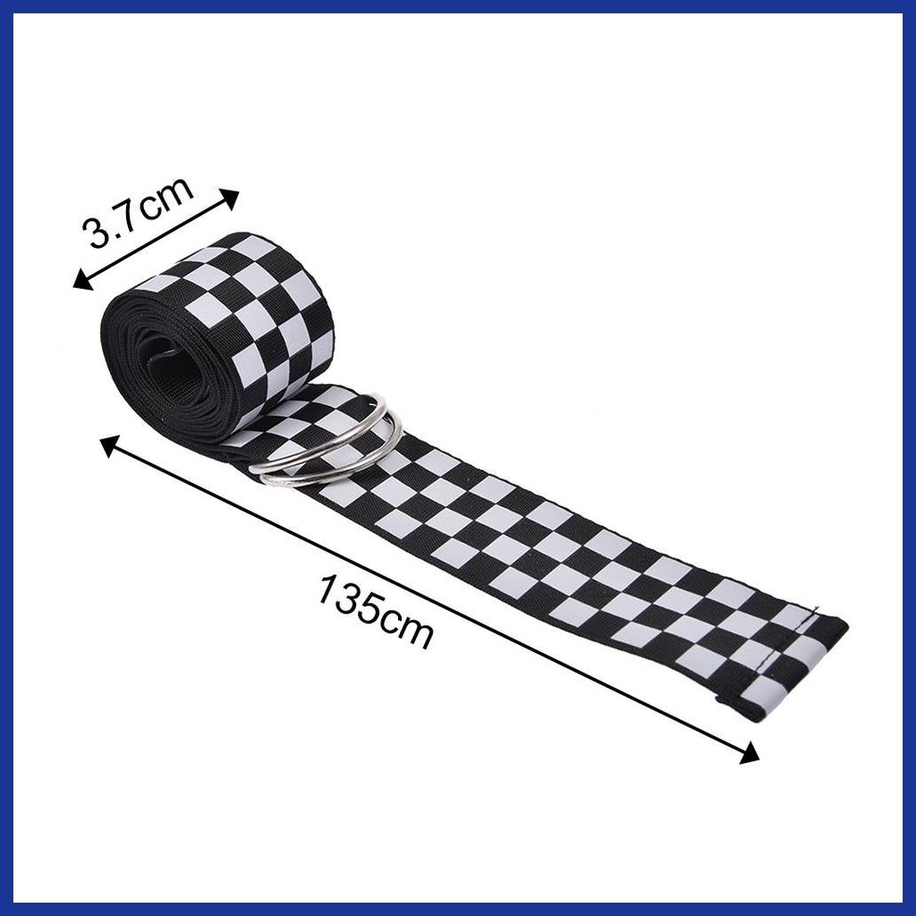 Thắt Lưng Vải Canvas Họa Tiết Kẻ Ô Vuông Trắng Đen 53.15inch Điều Chỉnh Được Thiết Kế Đơn Giản