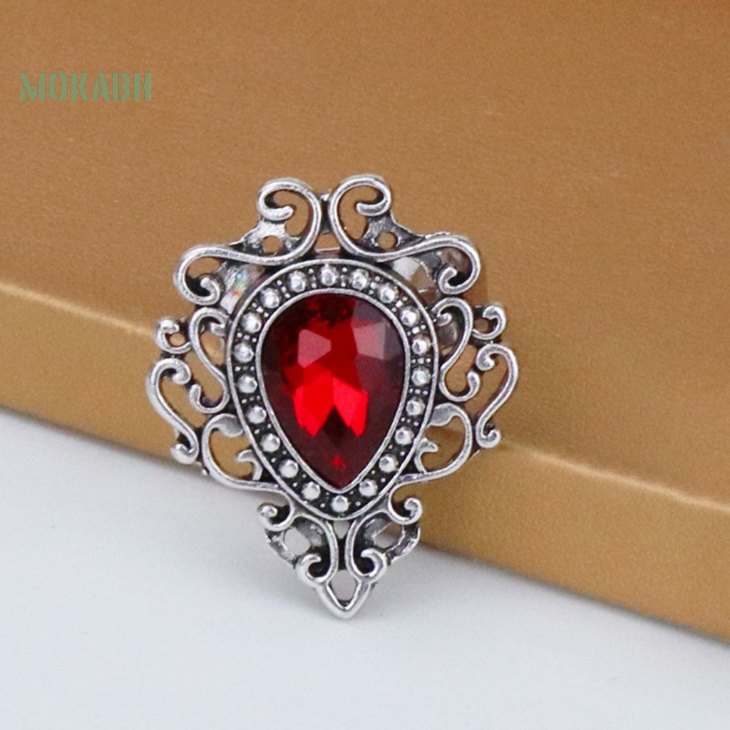 Nhẫn Hở Bằng Hợp Kim Đính Đá Nhân Tạo Hình Trái Tim Phong Cách Bohemia Dành Cho Nam Nữ