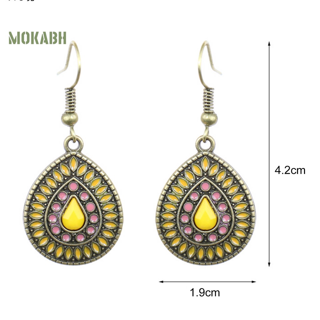 1 Đôi Bông Tai Hình Giọt Nước Có Đính Kim Tuyến Phong Cách Bohemia Dành Cho Nữ