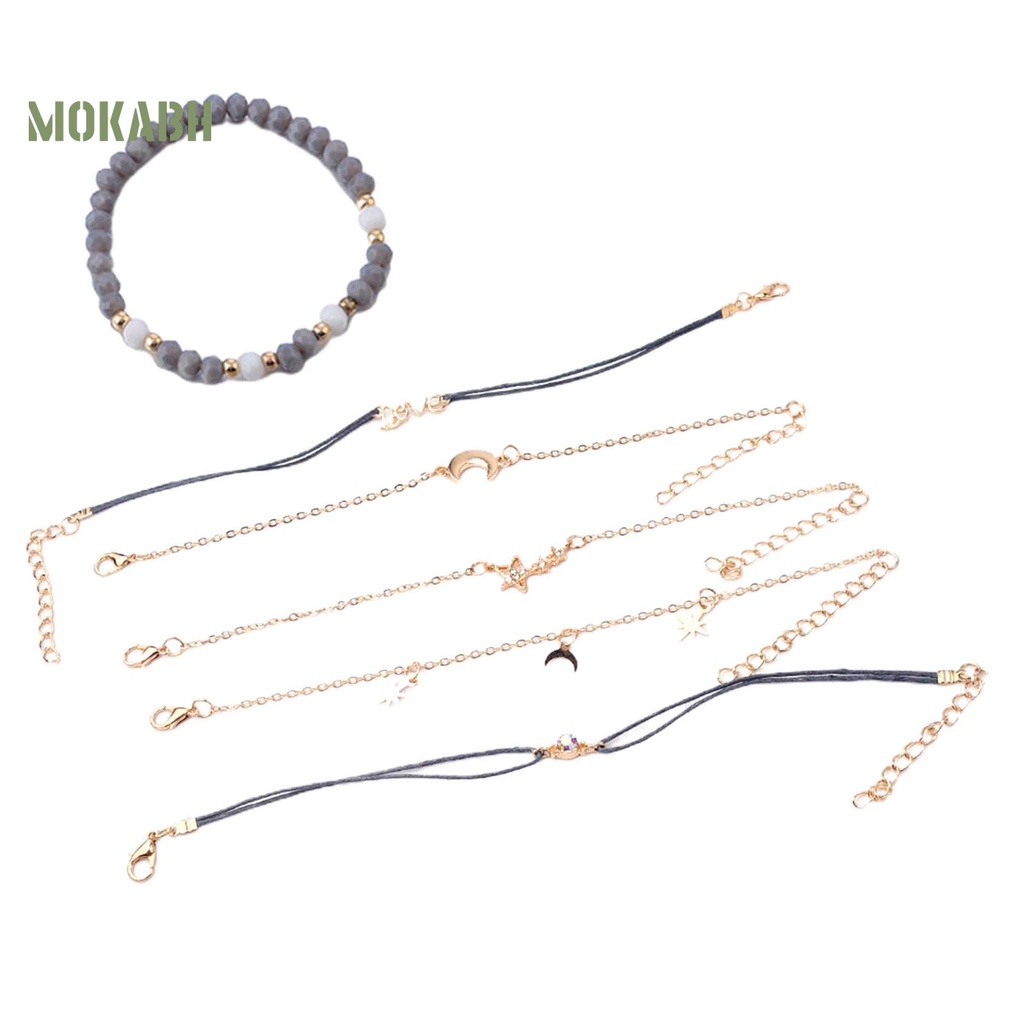 [Mok Abh] Set 6 Vòng Đeo Tay Bằng Hợp Kim Tinh Tế Quyến Rũ