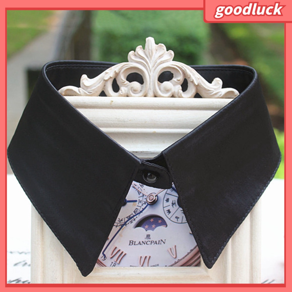 Cổ Áo Sơ Mi Giả Mỏng Màu Trơn Đính Nút Ngọc Trai Nhân Tạo Có Thể Tháo Rời