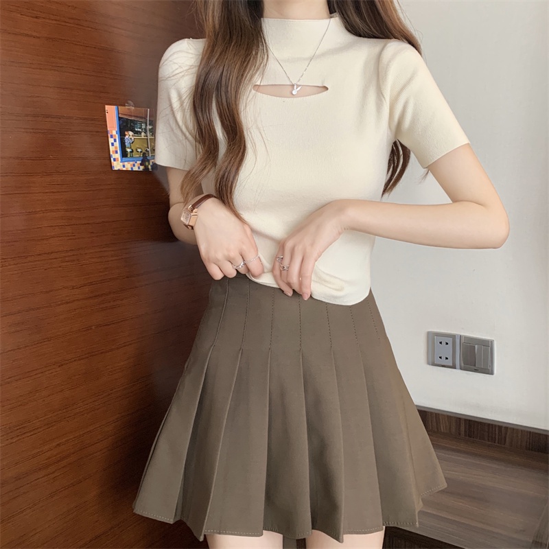Áo Thun Crop top Tay Ngắn Màu Sắc Đơn Giản Phong Cách Hàn Quốc Quyến Rũ Dành Cho Nữ