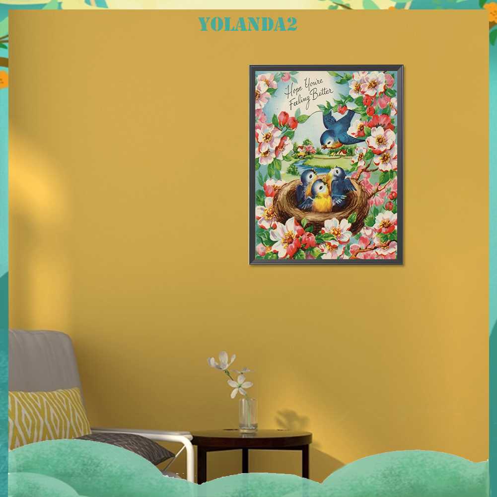 Tranh Đính Đá Kim Cương Toàn Bộ 5D DIY Hình Vẽ Chim Và Hoa