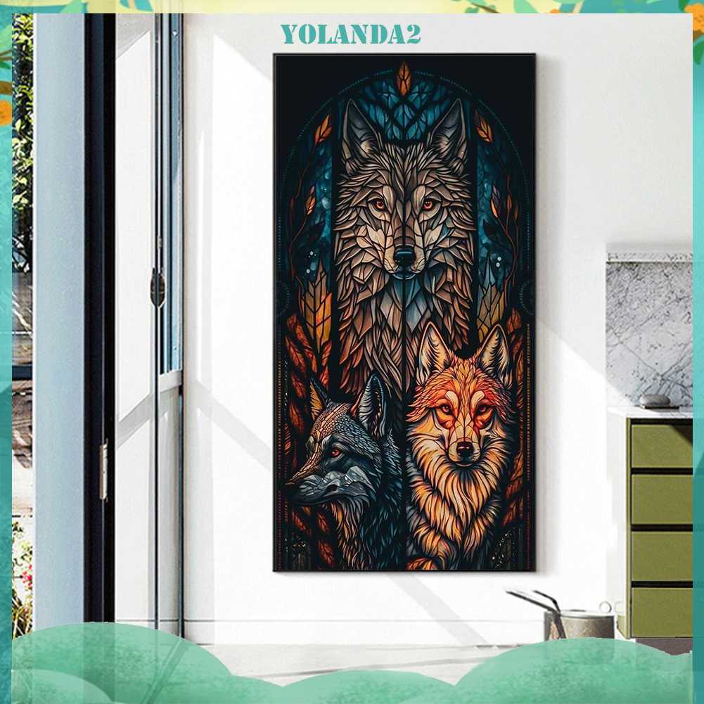 Tranh Đính Đá Kim Cương Toàn Bộ 5D DIY Hình Vẽ Sói Trang Trí Nhà Cửa
