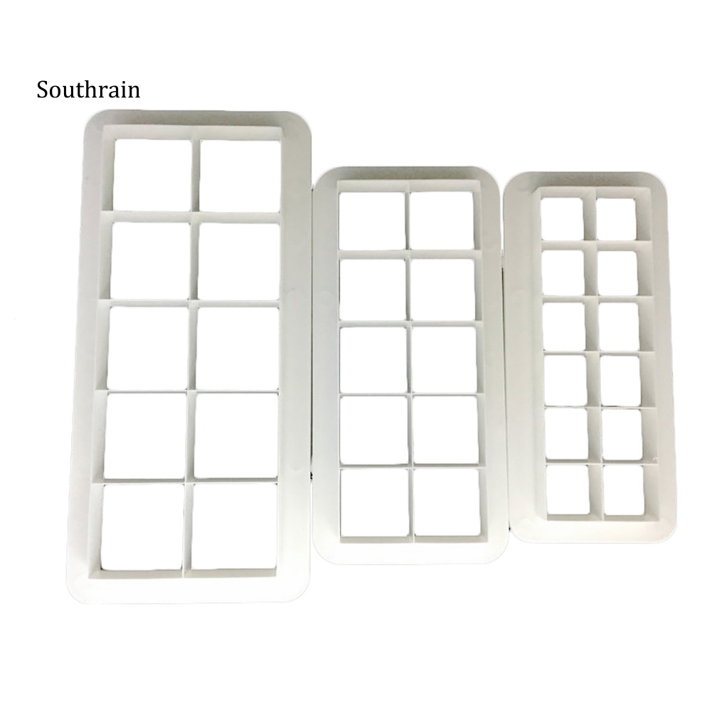 Set 3 Khuôn Cắt Bánh Hình Vuông Bằng Nhựa Tiện Dụng