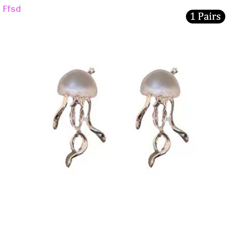 1 Đôi Bông Tai Hình Sứa Thạch Pha Lê Trong Suốt Phong Cách Hàn Quốc Thời Trang Cho Nữ