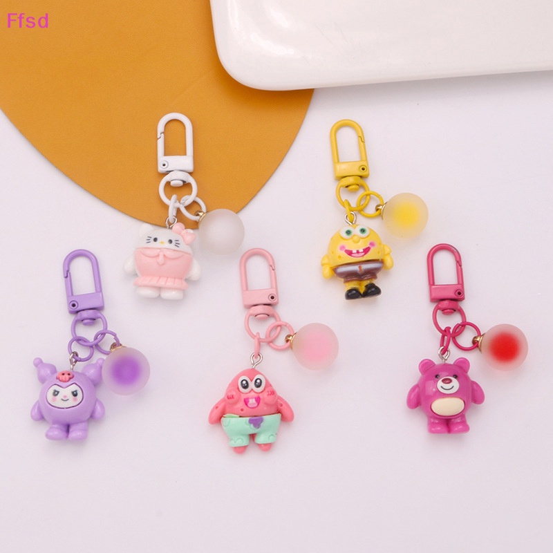 Móc Khóa Quả Cầu Nhựa Resin 3D Hình Búp Bê Hoạt Hình Dễ Thương