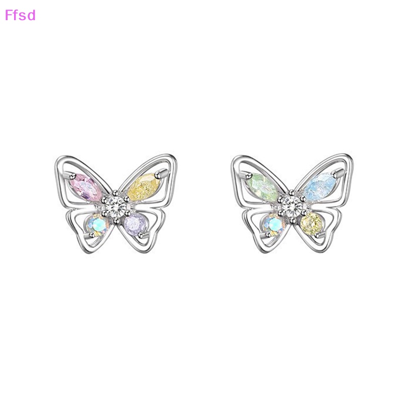 {Ffsd} Khuyên Tai Dạng Xoắn Ốc Đính Đá Zircon Bóng Hình Bướm Làm Quà Tặng Đám Cưới Cho Nữ