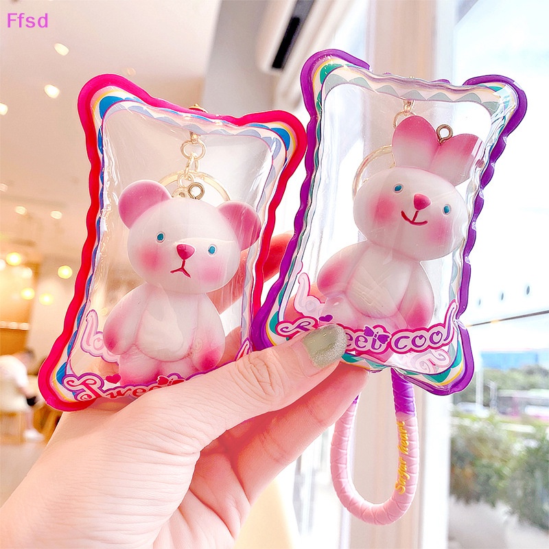 {Ffsd} Móc Khóa Bơm Hơi Hình Búp Bê Gấu Thỏ Màu Hồng Ngọt Ngào Cá Tính Dành Cho Nữ / Trẻ Em / Làm Quà Tặng *