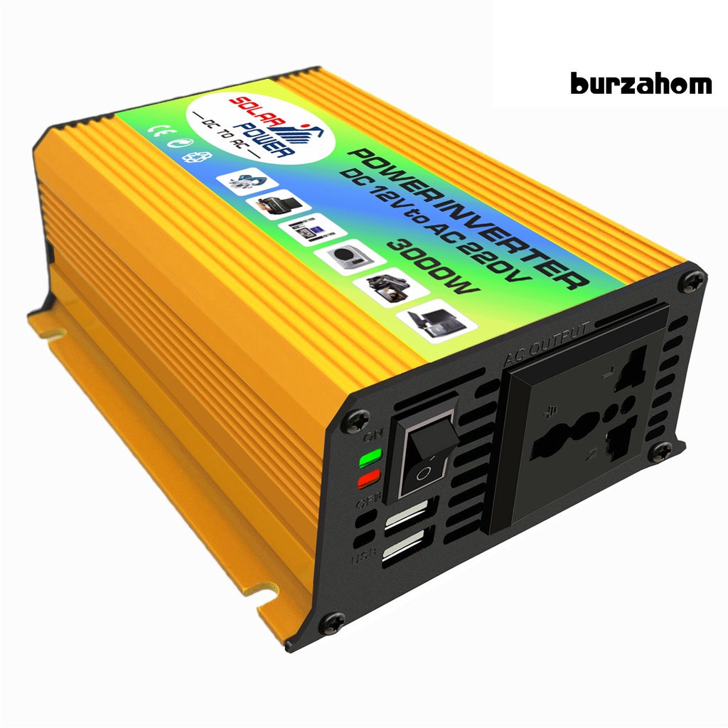 Bộ Chuyển Đổi Nguồn Điện 3000W DC 12V Sang AC 110V Hai Cổng USB Cho Xe Hơi