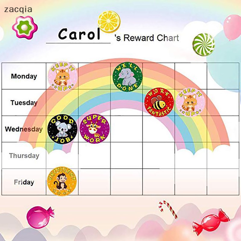 Cuộn 500 Miếng Dán Khen Thưởng Hình Động Vật Dễ Thương Cho Học Sinh