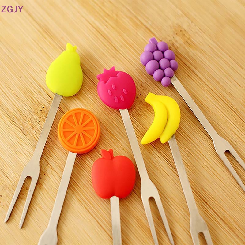 Nĩa Ăn Trái Cây Mini Bằng Thép Không Gỉ Và Silicon Mới