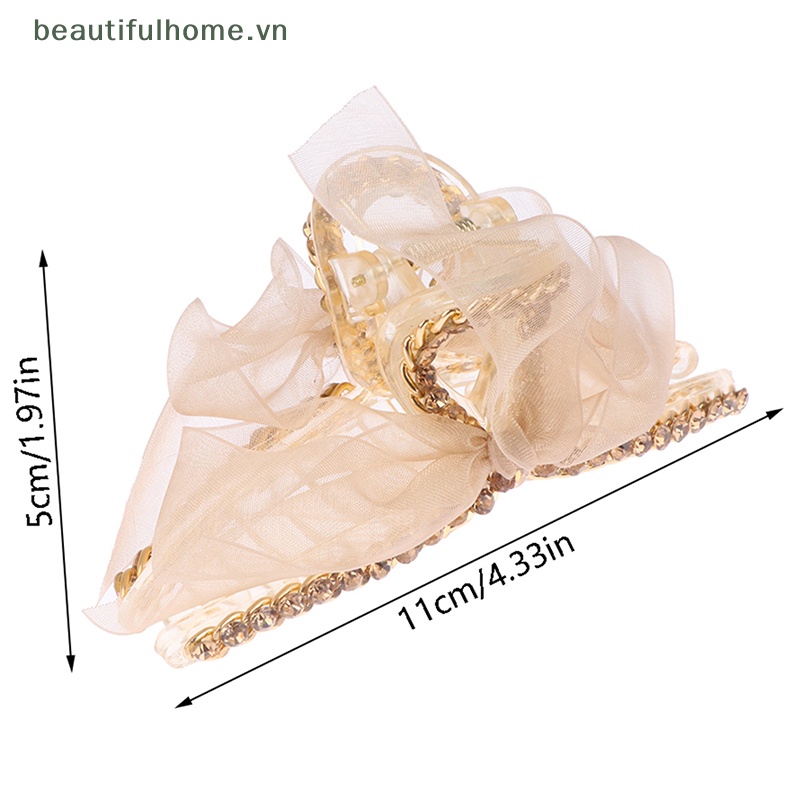 [Đẹphome] Kẹp Tóc Nơ Ruy Băng Lưới Cá Mập Thanh Lịch [Đẹp]