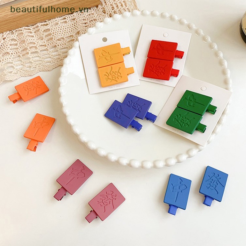 1 Cặp Kẹp Tóc Hình Học Mini Dễ Thương Mừng Năm Mới