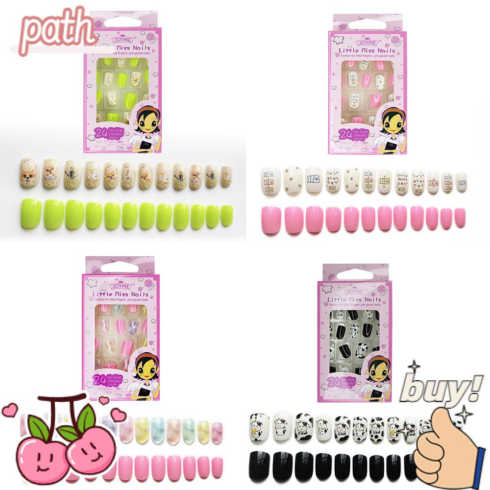 Hộp 24 Móng Tay Giả Che Phủ Toàn Diện Tháo Rời Được Dành Cho Trẻ Em