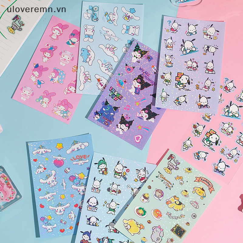Set 5 Sticker Hình Sanrio Hello Kitty Kuromi Pachacco Goo Dễ Thương Dùng Để Trang Trí Sổ Tay / Nhật Ký