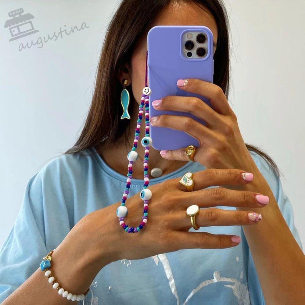 Dây Đeo Điện Thoại Dạng Chuỗi Hạt Acrylic Nhiều Màu Chống Thất Lạc AUGUSTINA