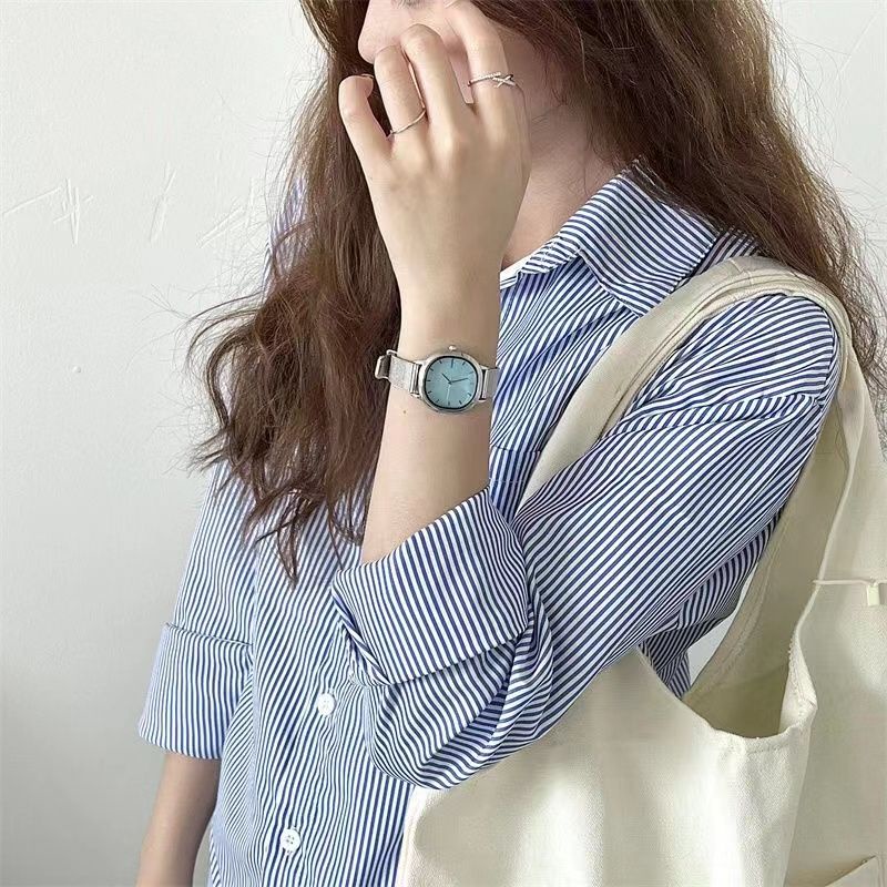 Đồng Hồ Đeo Tay Mặt Vuông Dây Kim Loại Đơn Giản Thời Trang Cho Nữ