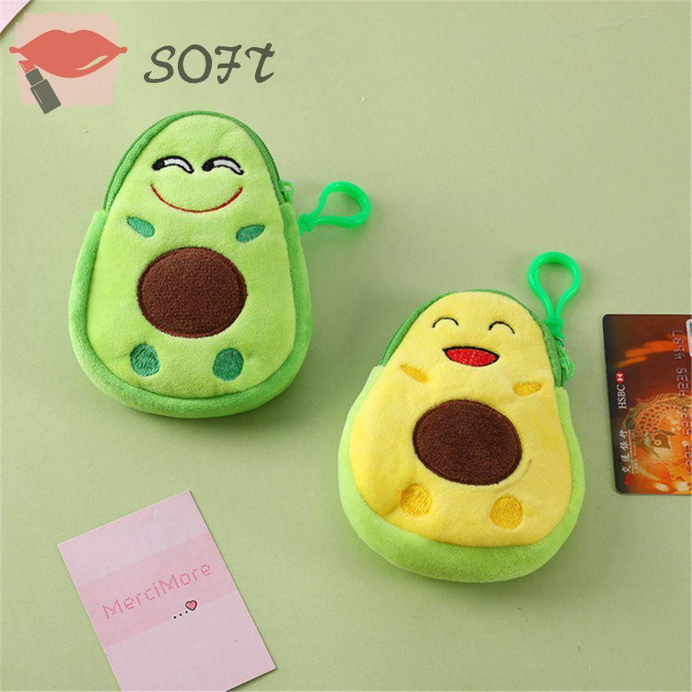 Ví Đựng Tiền Mini Bằng Lông Nhung Mềm Mại Hình Quả Bơ Dễ Thương Xinh Xắn