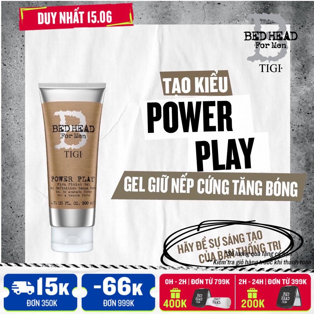Gel tạo kiểu giữ nếp cứng tăng bóng TIGI Bed Head Power Play™ 6.76 US FL. OZ | 200ml