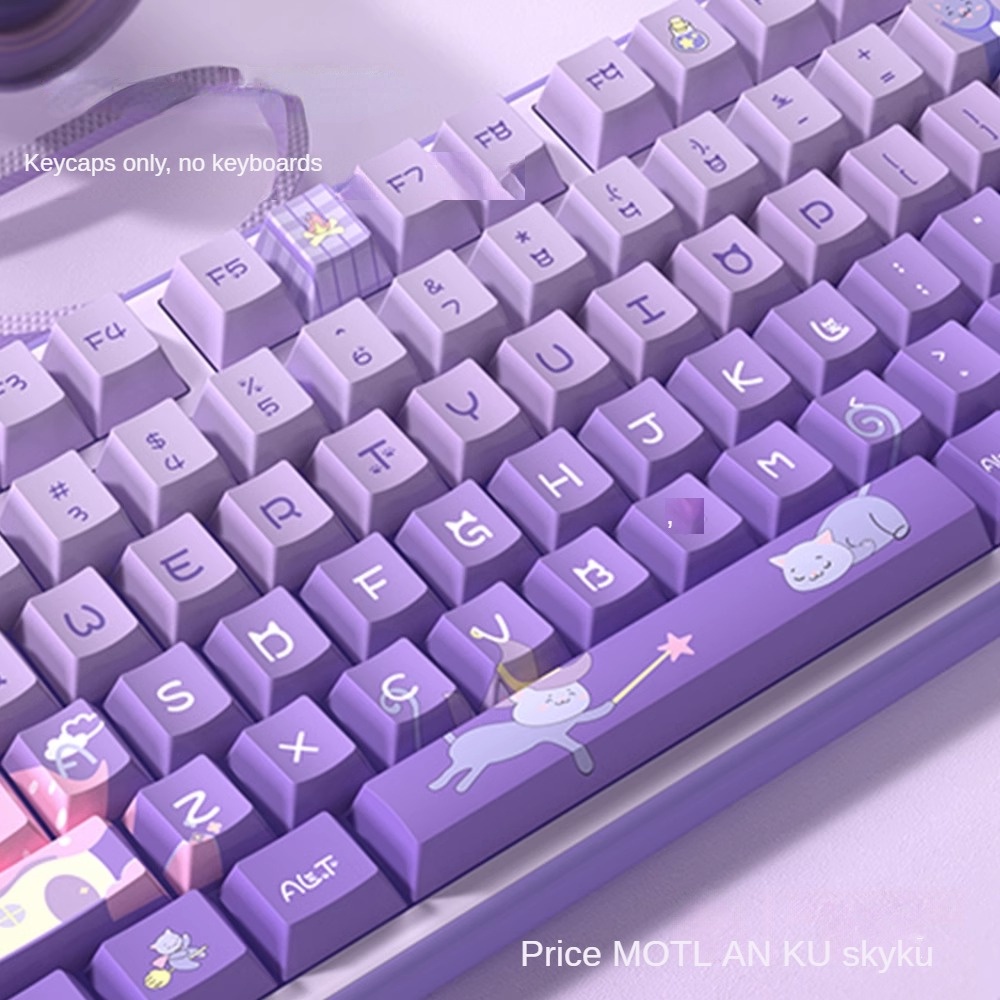 Bàn Phím Cơ PBT 68 In Họa Tiết Hoạt Hình Mèo / Lâu Đài Xinh Xắn