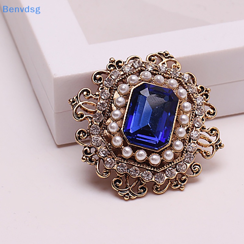 Ghim Cài Áo Hình Vuông Đính Ngọc Trai Pha Lê Phong Cách Vintage Thời Trang Cho Nữ