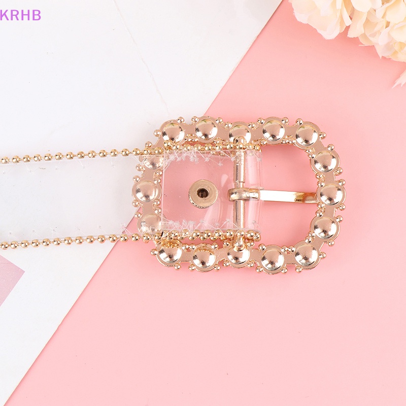 Thắt Lưng Khóa Vuông / Tròn / Trái Tim Trong Suốt Đính Đá Thời Trang Mới