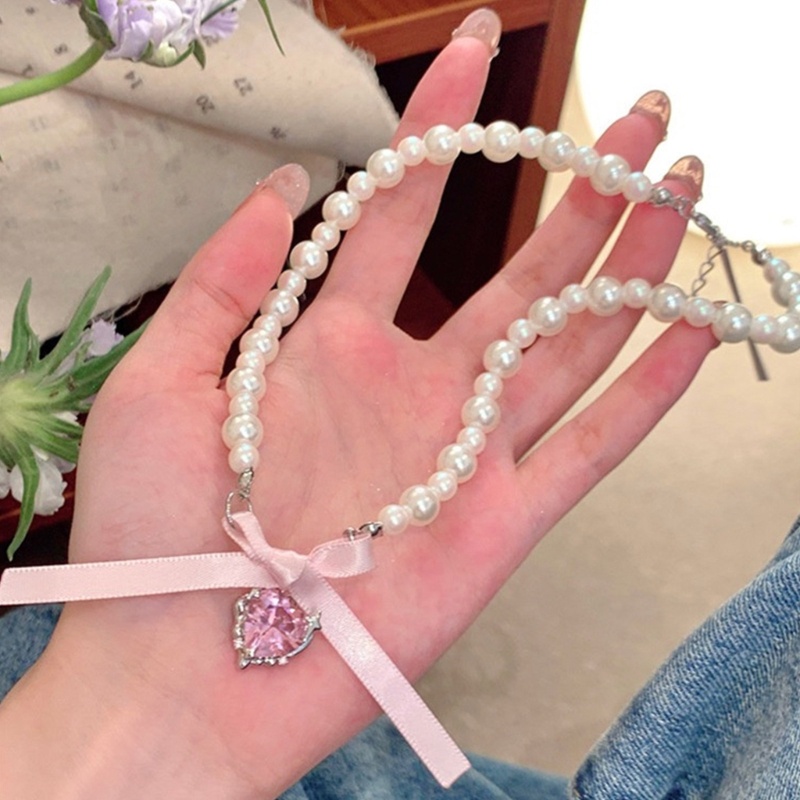 Vòng Cổ Choker Ngọc Trai Mặt Trái Tim Thời Trang Cho Nữ