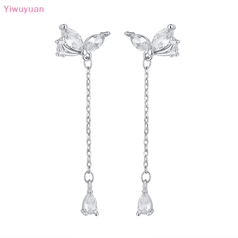 Khuyên Tai Dáng Dài Đính Đá Zircon Hình Bướm Thời Trang Mới Cho Nữ