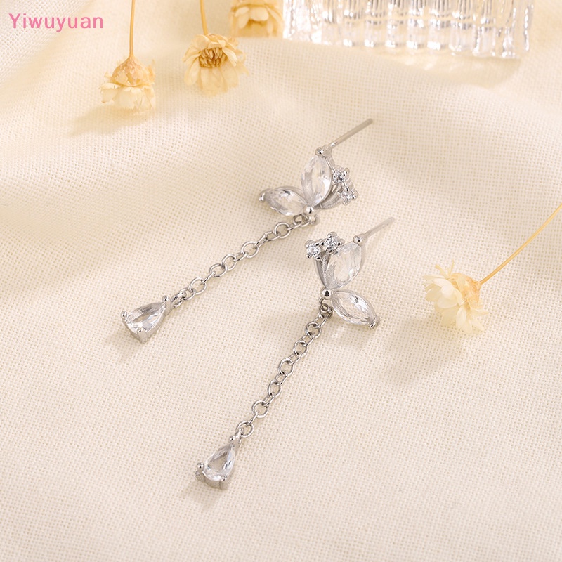 Khuyên Tai Dáng Dài Đính Đá Zircon Hình Bướm Thời Trang Mới Cho Nữ