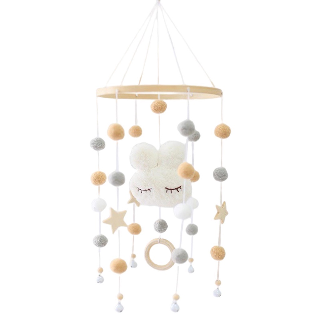 (runbu) Lục Lạc Di Động Hình Thỏ Màu Trắng Cho Nôi Em Bé