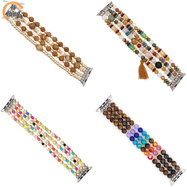 Dây Đeo Chuỗi Hạt 8mm Thay Thế Cho Đồng Hồ Iwatch 42 / 44mm