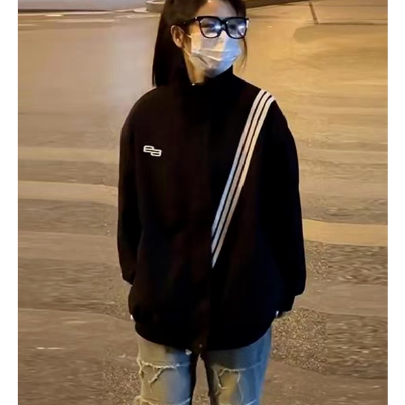 Áo Sơ Mi Cổ Đứng Ba Sọc Thêu Nhãn Nhỏ Phong Cách Mới Mùa Xuân Cho Cặp Đôi St