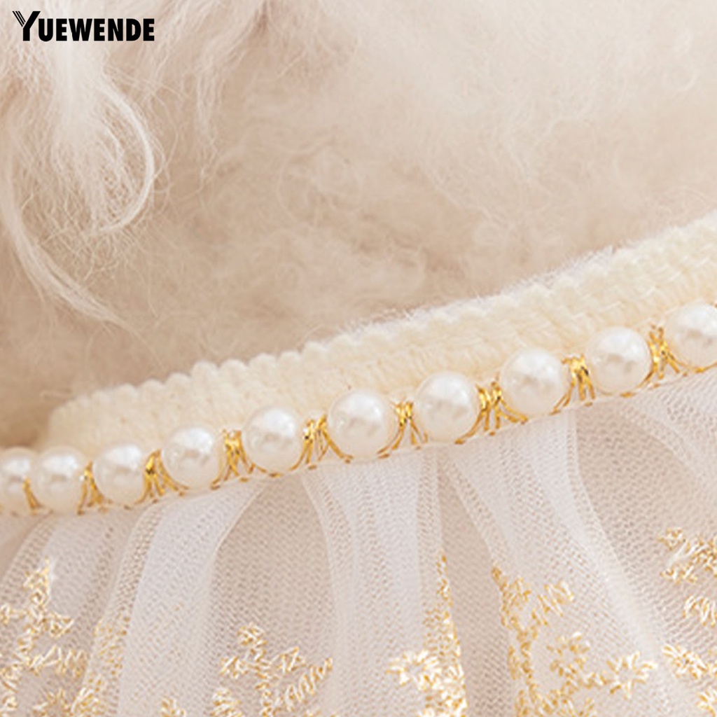 Vòng Cổ Ren Đính Ngọc Trai Nhân Tạo Thoáng Khí Dành Cho Thú Cưng YQ.E