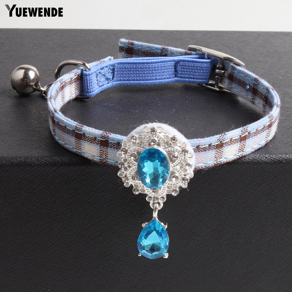 Vòng Đeo Cổ YQ.E Họa Tiết Kẻ Ô Đính Đá Có Thể Điều Chỉnh Tiện Dụng Cho Thú Cưng