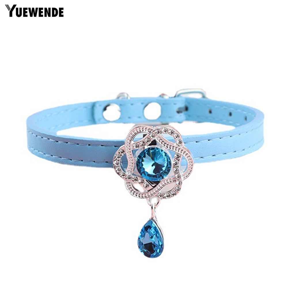 Vòng Cổ Da Nhân Tạo Đính Hoa Chống Mài Mòn Cho Thú Cưng