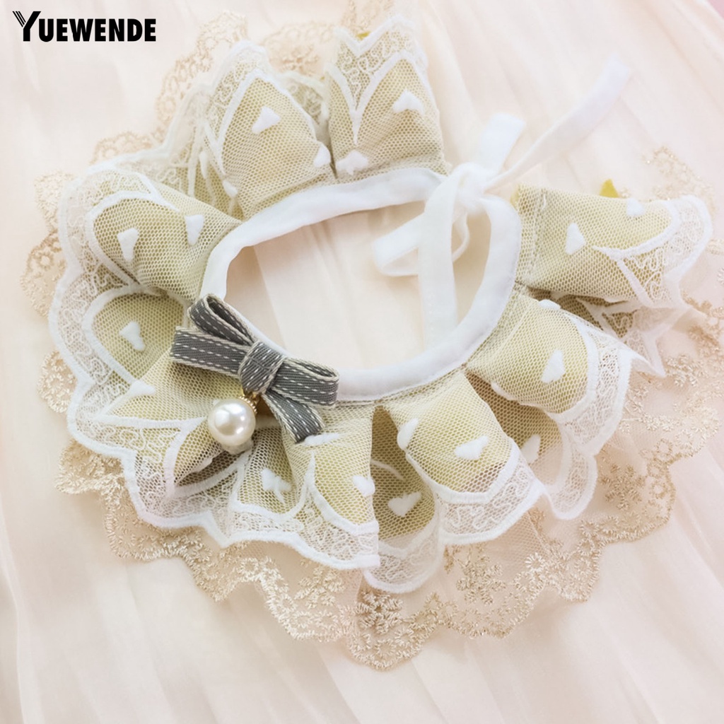 Yq.e Khăn Quàng Cổ Ren Lưới Thoáng Khí Ổn Định Chống Lạc Có Thắt Nơ Trang Trí Ngoài Trời Cho Thú Cưng