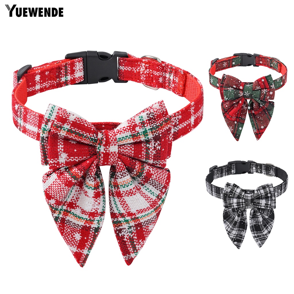 Yq.e Vòng Cổ Nhỏ Thắt Nơ Bằng Polyester Dễ Giặt Tháo Gỡ Họa Tiết Bông Tuyết Giáng Sinh Cho Thú Cưng